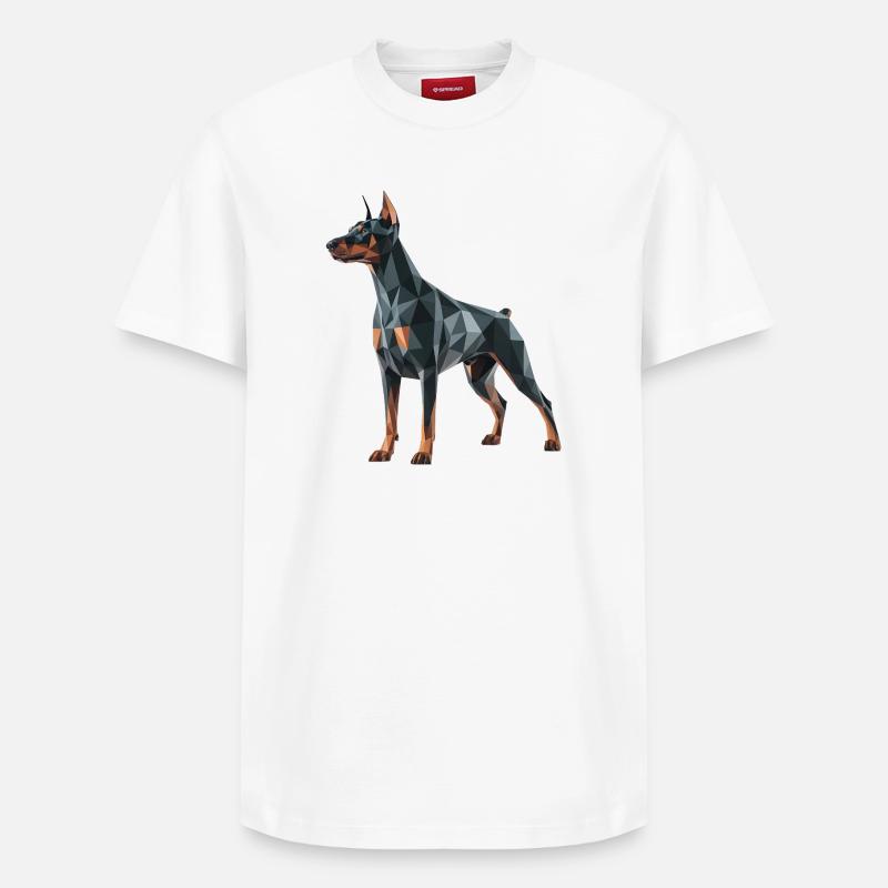 Dobermann - Cooles Low-Poly-Logo - Relaxed Unisex Supima Cotton T-Shirt – von SPREAD - Weiß