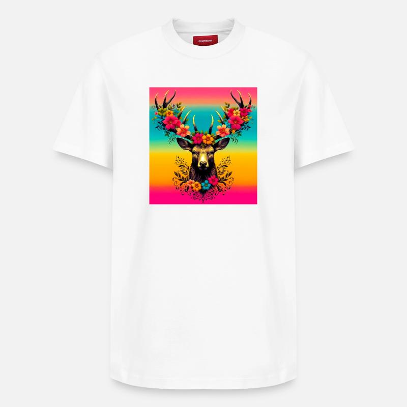 Cerf - T-shirt unisexe décontracté en coton Supima – de SPREAD - blanc