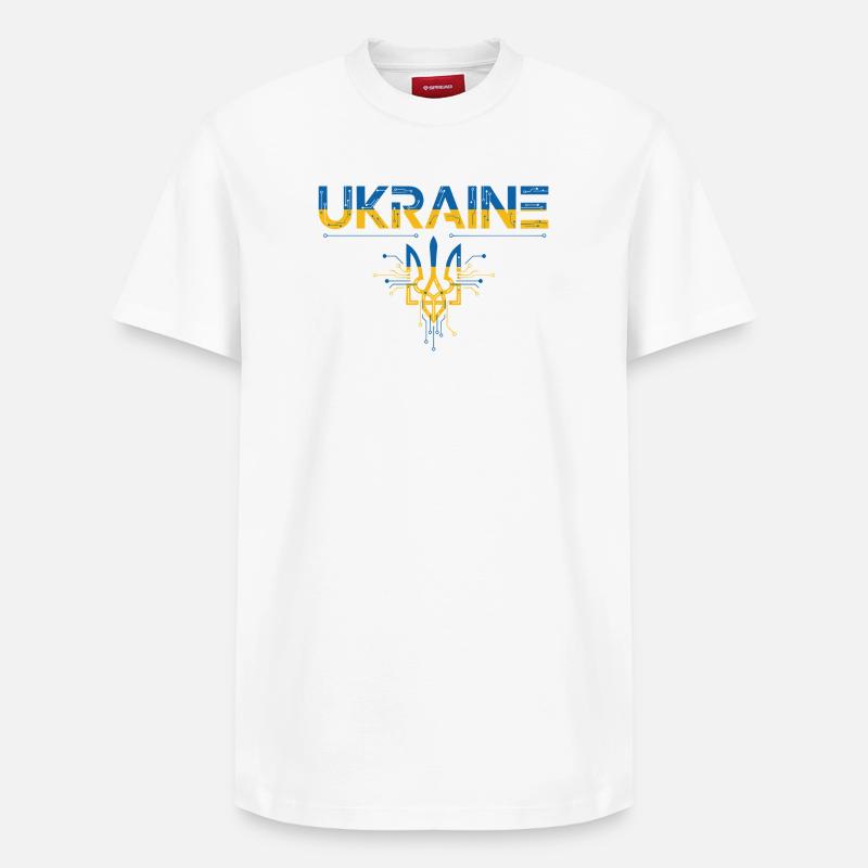 Circuit Trident Ukraine - T-shirt unisexe décontracté en coton Supima – de SPREAD - blanc