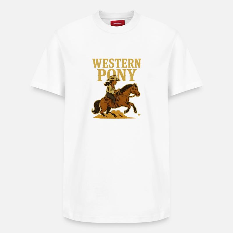 Cavalier de poney western - T-shirt unisexe décontracté en coton Supima – de SPREAD - blanc