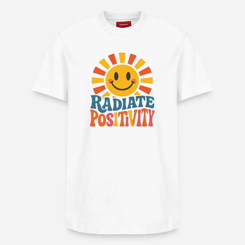 Sunburst rayonne de positivité - T-shirt unisexe décontracté en coton Supima – de SPREAD - blanc