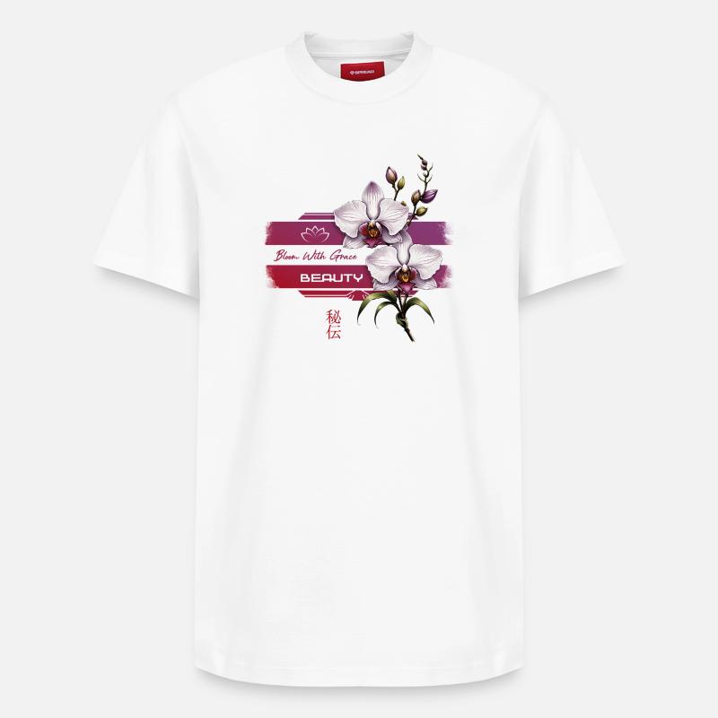 Orchidée fleurir avec grâce - T-shirt unisexe décontracté en coton Supima – de SPREAD - blanc