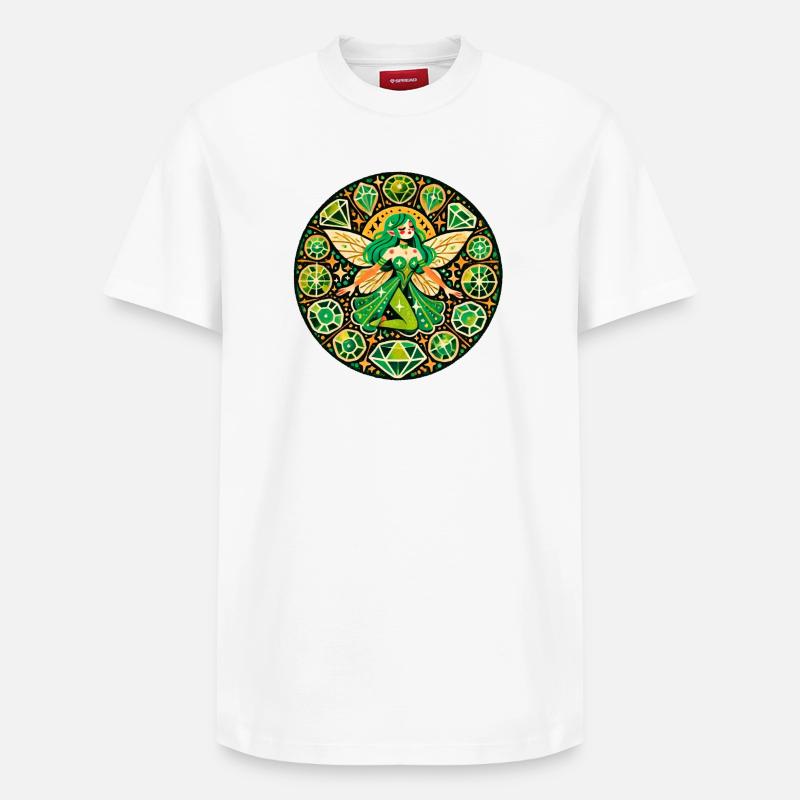 Mandala Fée Émeraude - T-shirt unisexe décontracté en coton Supima – de SPREAD - blanc