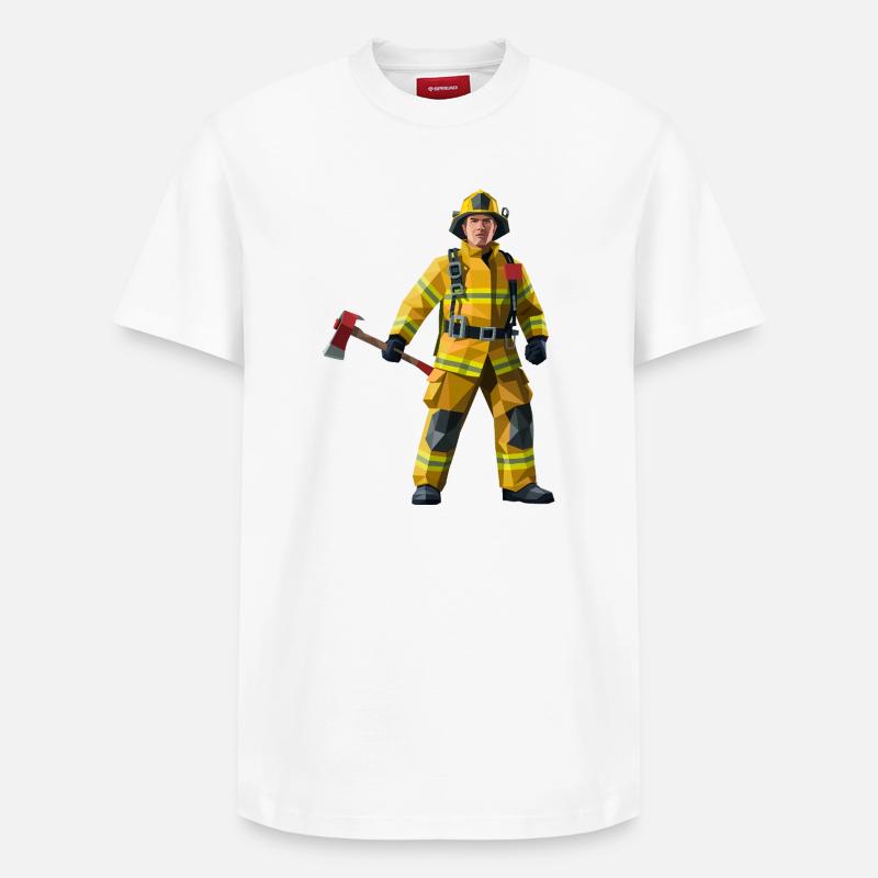 Pompier - Logo Cool Hero - T-shirt unisexe décontracté en coton Supima – de SPREAD - blanc