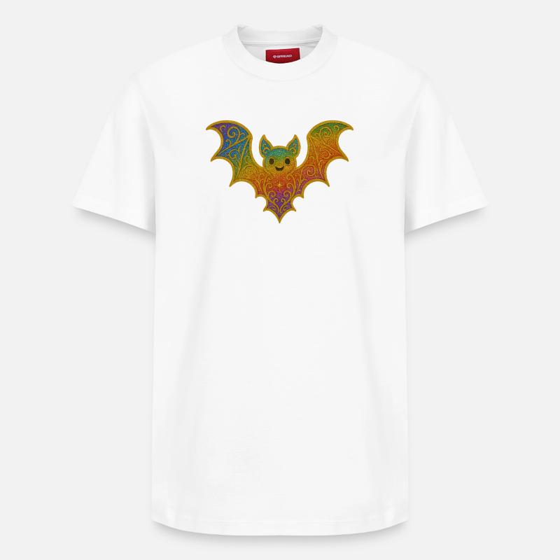 Regenbogenfledermaus mit Glitterrand - Relaxed Unisex Supima Cotton T-Shirt – von SPREAD - Weiß