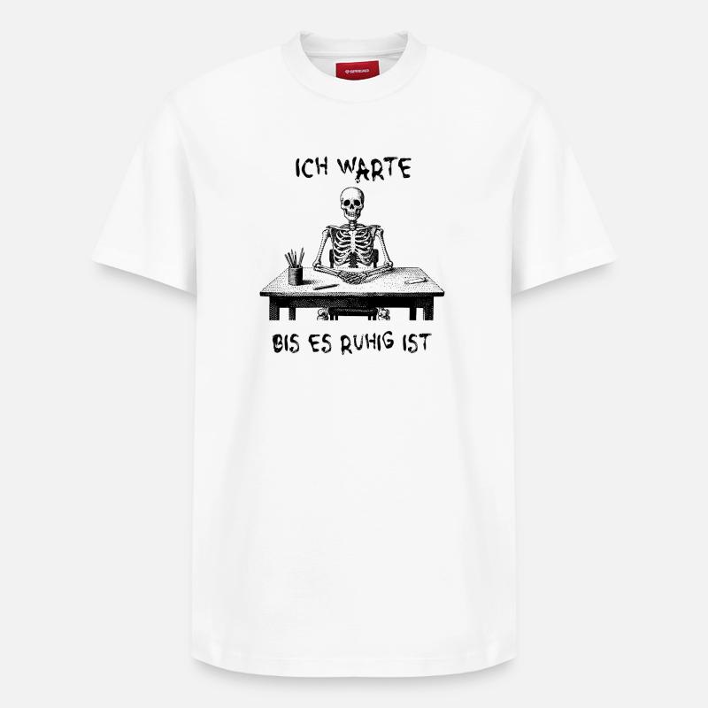 J’attendrai que ce soit calme - squelette - T-shirt unisexe décontracté en coton Supima – de SPREAD - blanc