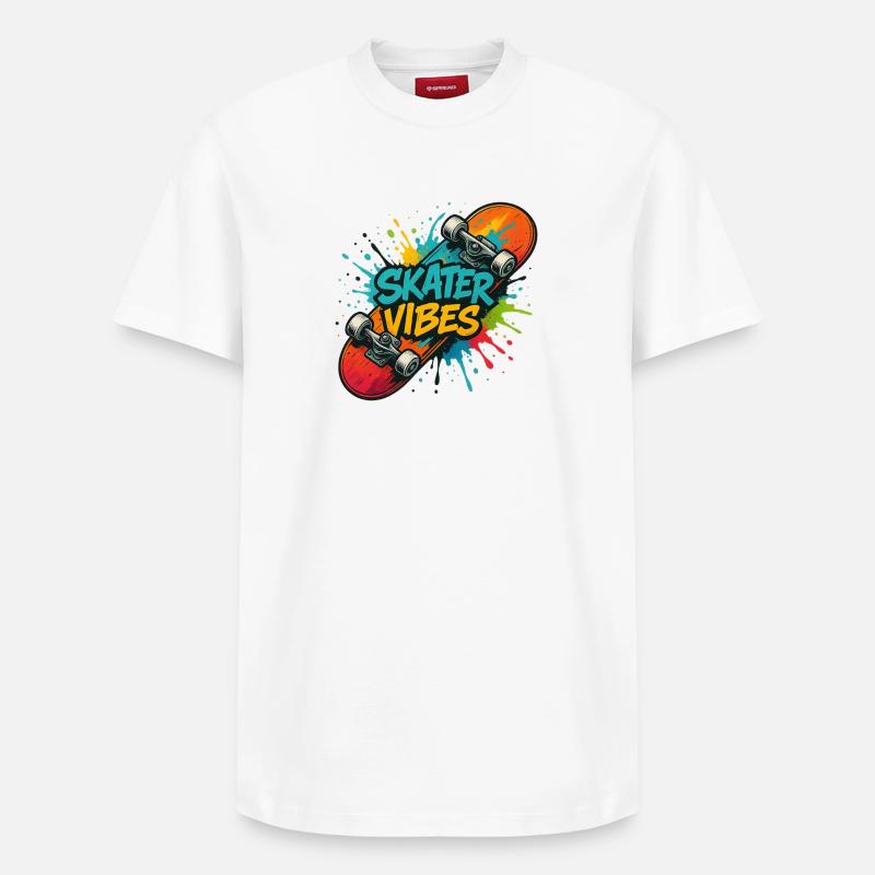 Vibrations de patineur - T-shirt unisexe décontracté en coton Supima – de SPREAD - blanc