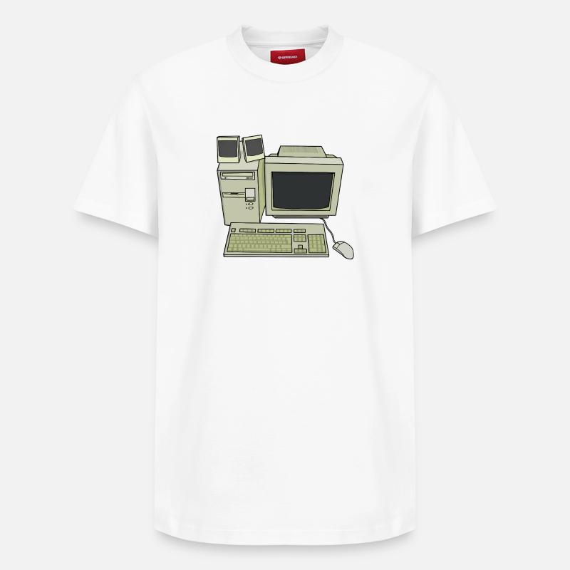 Retro Computer Desk Einrichtung - Relaxed Unisex Supima Cotton T-Shirt – von SPREAD - Weiß