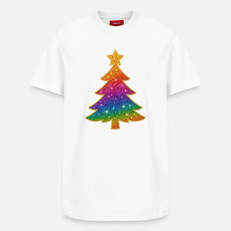 Regenbogen Glitzer Tannenbaum - Relaxed Unisex Supima Cotton T-Shirt – von SPREAD - Weiß