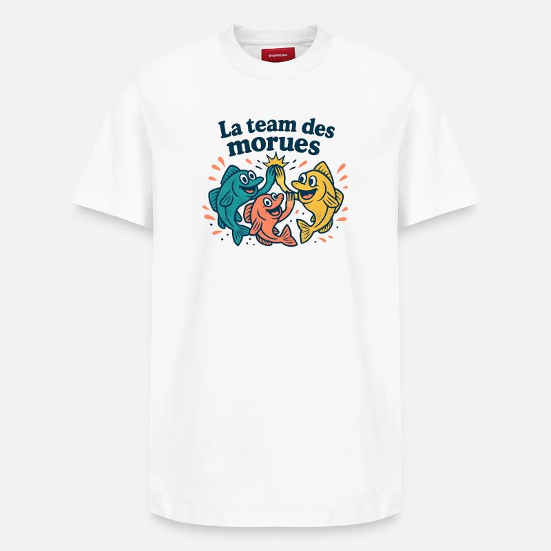 Coloured Cod Team - Relaxed Unisex Supima Cotton T-Shirt – by SPREAD - white