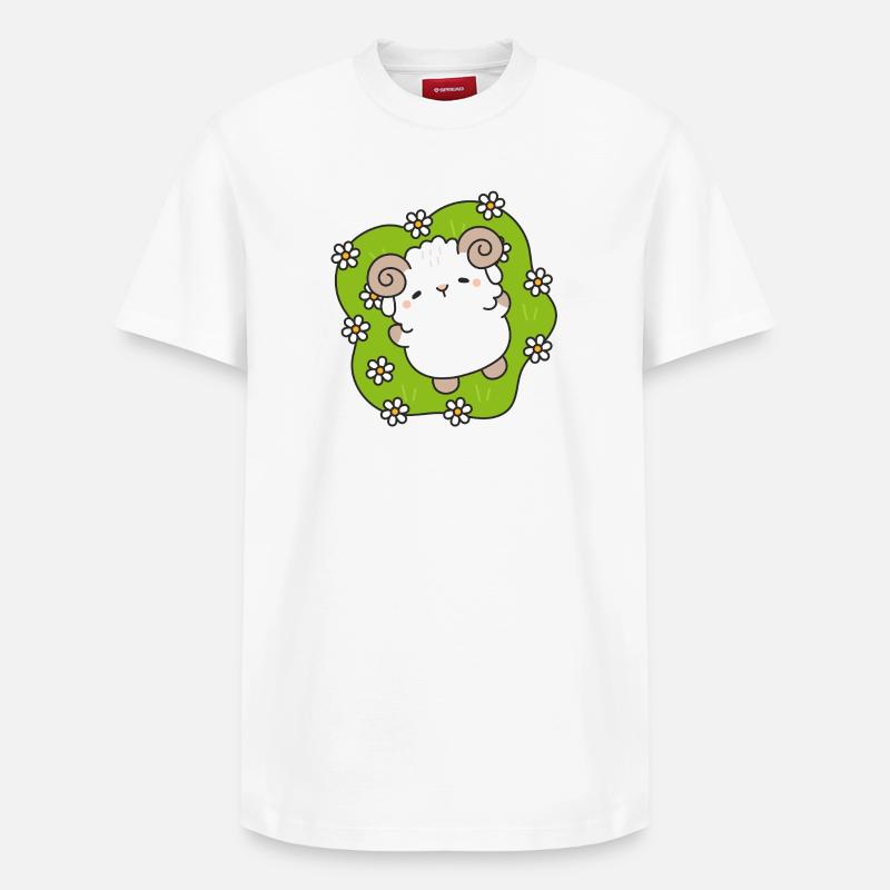 Mouton enchanté au printemps - T-shirt unisexe décontracté en coton Supima – de SPREAD - blanc