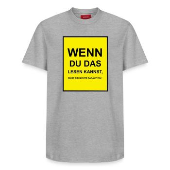 If you can read this - Relaxed Unisex Supima Cotton T-Shirt – by SPREAD - white - Front - AI Model Female 172 dark (172cm) & AI Model Male 185 dark (185cm)