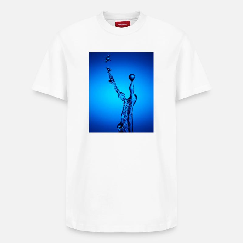 Éclaboussure d’eau bleue abstrait - T-shirt unisexe décontracté en coton Supima – de SPREAD - blanc