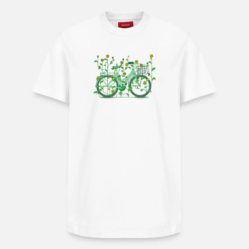 Vélo floral - Bloomy Bicycle - T-shirt unisexe décontracté en coton Supima – de SPREAD - blanc
