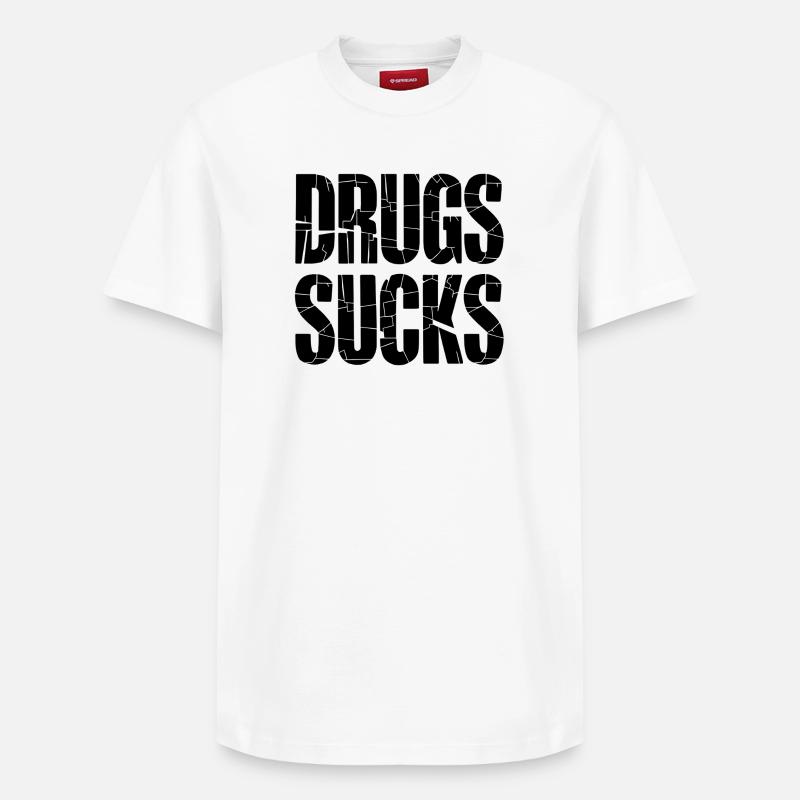 Slogan anti-drogue noir - T-shirt unisexe décontracté en coton Supima – de SPREAD - blanc