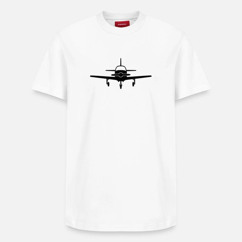 Silhouette d’avion frontal - T-shirt unisexe décontracté en coton Supima – de SPREAD - blanc