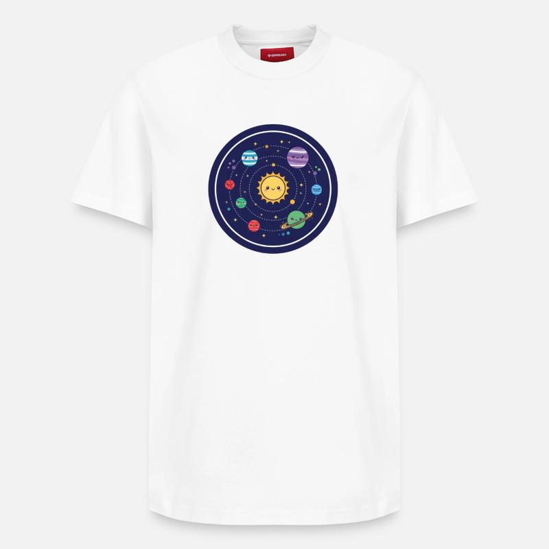 Conception joyeuse du système solaire - T-shirt unisexe décontracté en coton Supima – de SPREAD - blanc