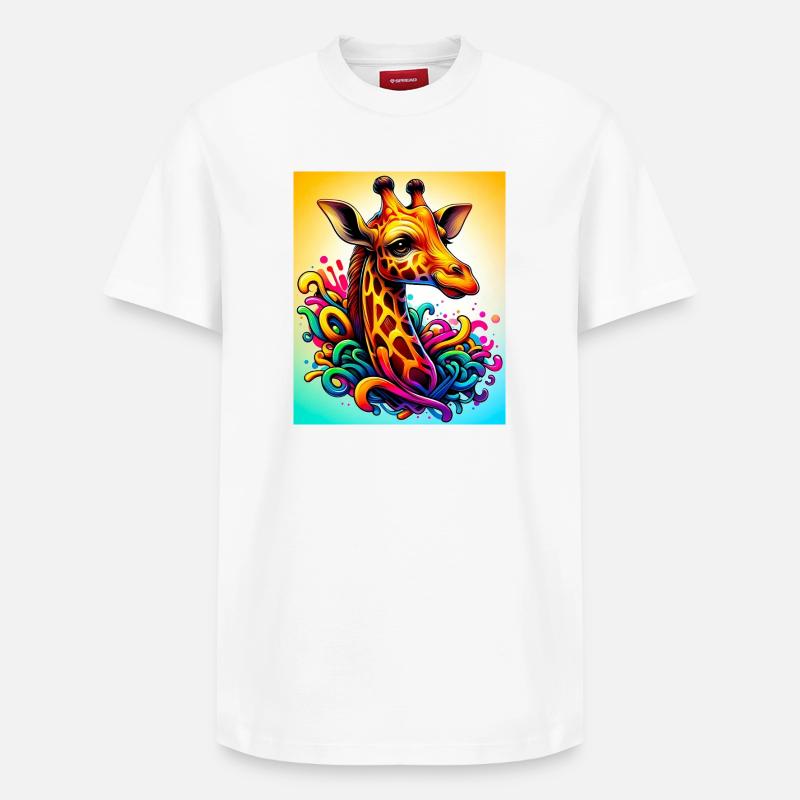 girafe - T-shirt unisexe décontracté en coton Supima – de SPREAD - blanc