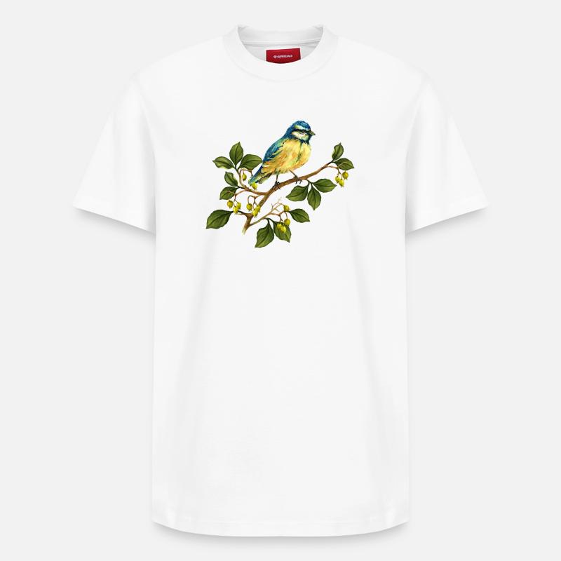 Bunter Vogel - Relaxed Unisex Supima Cotton T-Shirt – von SPREAD - Weiß