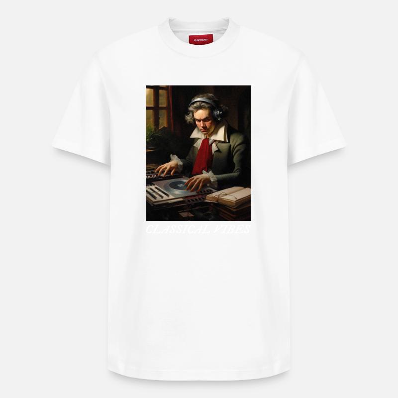 classical vibes Mozart DJ - T-shirt unisexe décontracté en coton Supima – de SPREAD - blanc