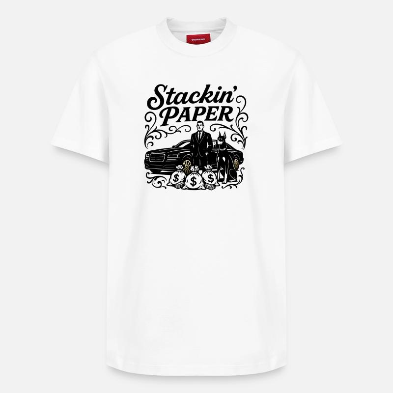 Stackin Paper - Relaxed Unisex Supima Cotton T-Shirt – von SPREAD - Weiß