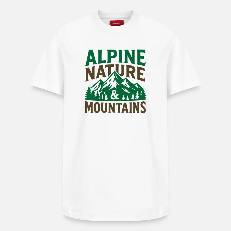Alpine Mountains Nature Scenic Tee - T-shirt unisexe décontracté en coton Supima – de SPREAD - blanc