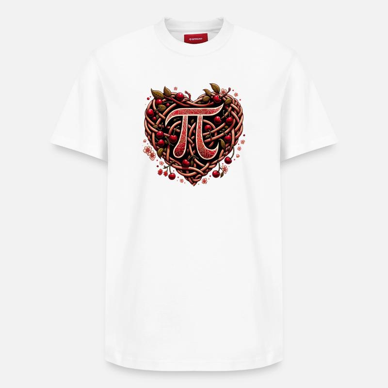 Gewebtes Kirschherz Pi Design - Relaxed Unisex Supima Cotton T-Shirt – von SPREAD - Weiß