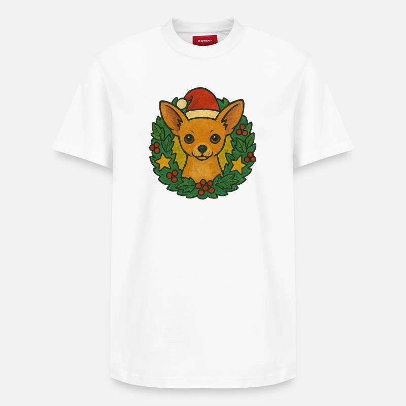 Couronne de Noël Chihuahua - T-shirt unisexe décontracté en coton Supima – de SPREAD - blanc