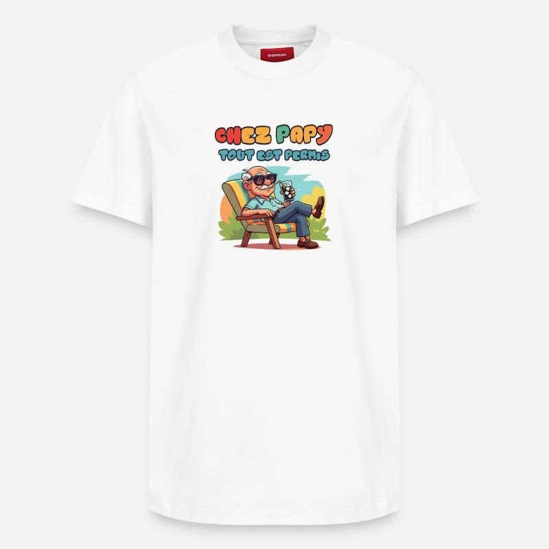 Chez Papy tout est permis - T-shirt unisexe décontracté en coton Supima – de SPREAD - blanc