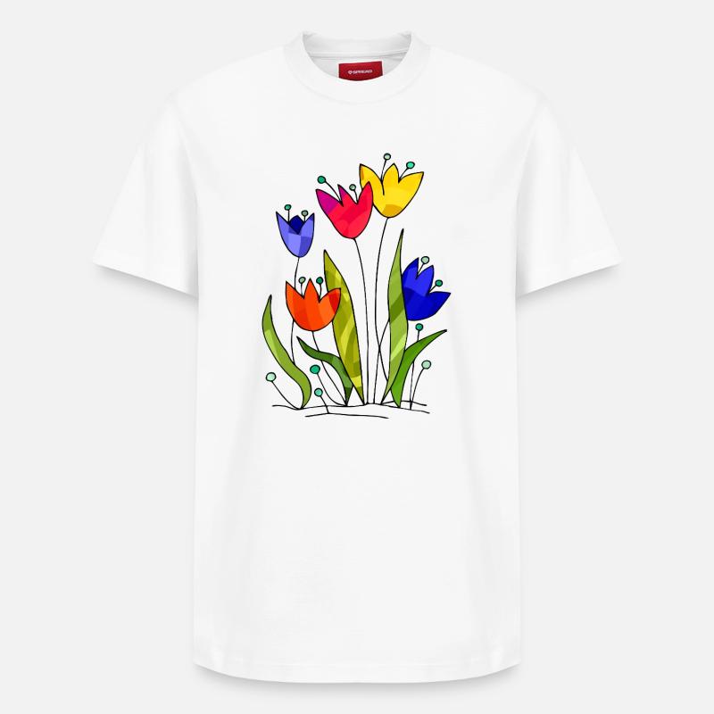 Blumen - Relaxed Unisex Supima Cotton T-Shirt – von SPREAD - Weiß