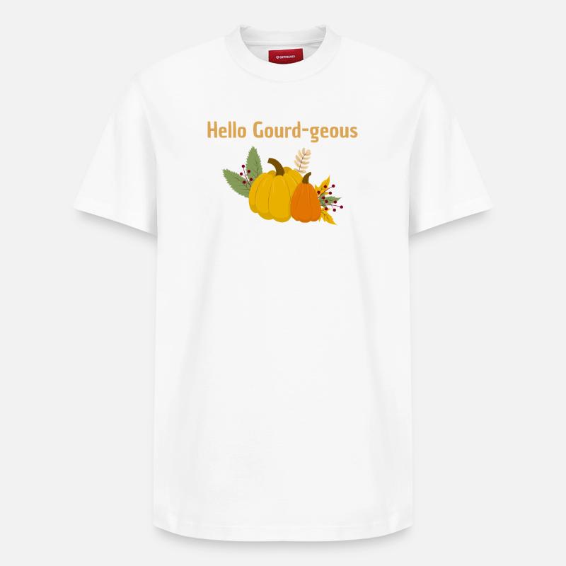 Hello Gourd-geous - Jeu de mots - T-shirt unisexe décontracté en coton Supima – de SPREAD - blanc