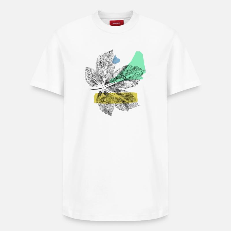 Feuille d’érable - Abstrake Art - T-shirt unisexe décontracté en coton Supima – de SPREAD - blanc