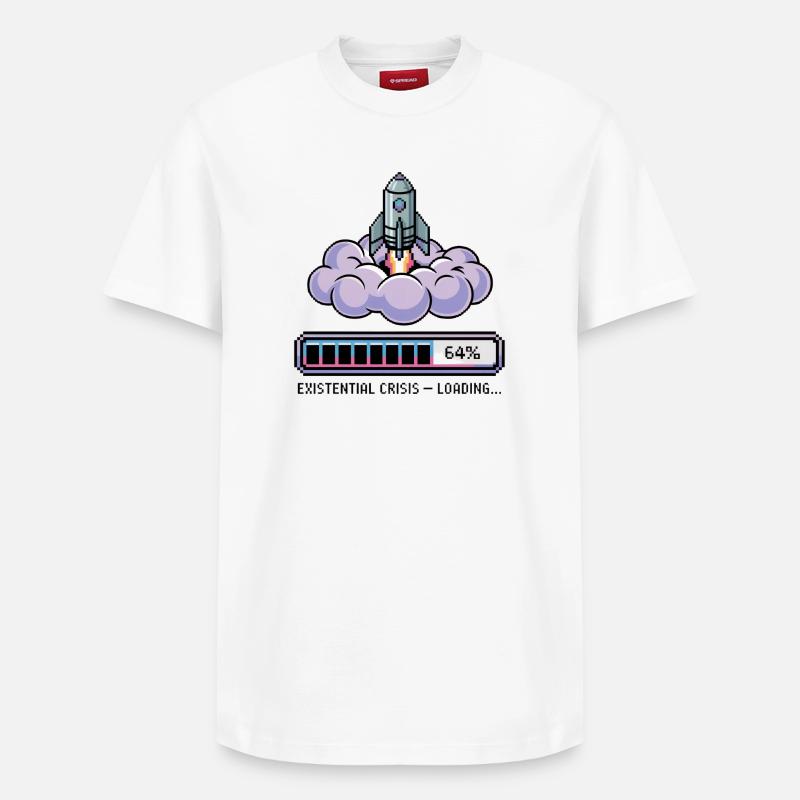 Digital Retro – Existential Crisis – Loading... - Relaxed Unisex Supima Cotton T-Shirt – by SPREAD - white