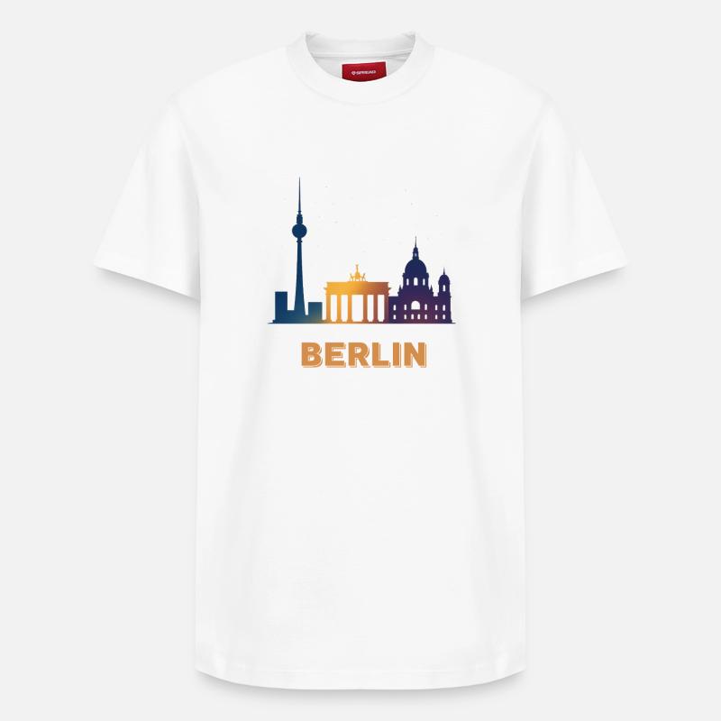 Berlin Skyline Gradient - Relaxed Unisex Supima Cotton T-Shirt – by SPREAD - white