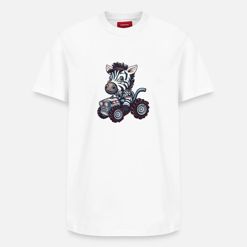 Zebra Traktor Farmer - Relaxed Unisex Supima Cotton T-Shirt – von SPREAD - Weiß