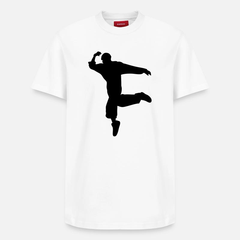 Silhouette B-Boy – Mouvement de breakdance - T-shirt unisexe décontracté en coton Supima – de SPREAD - blanc