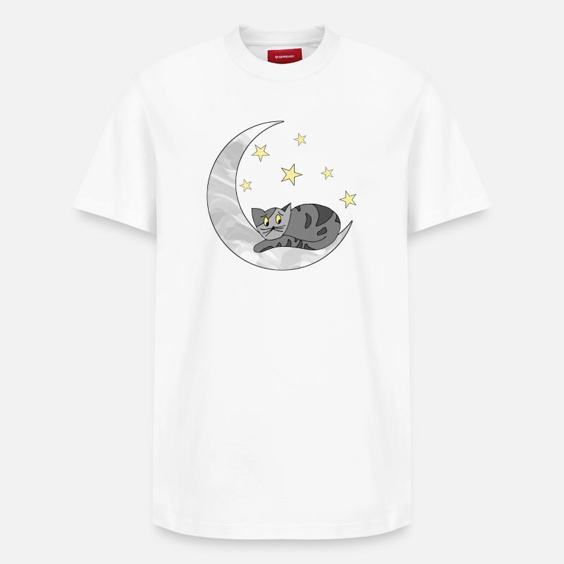 chat - T-shirt unisexe décontracté en coton Supima – de SPREAD - blanc