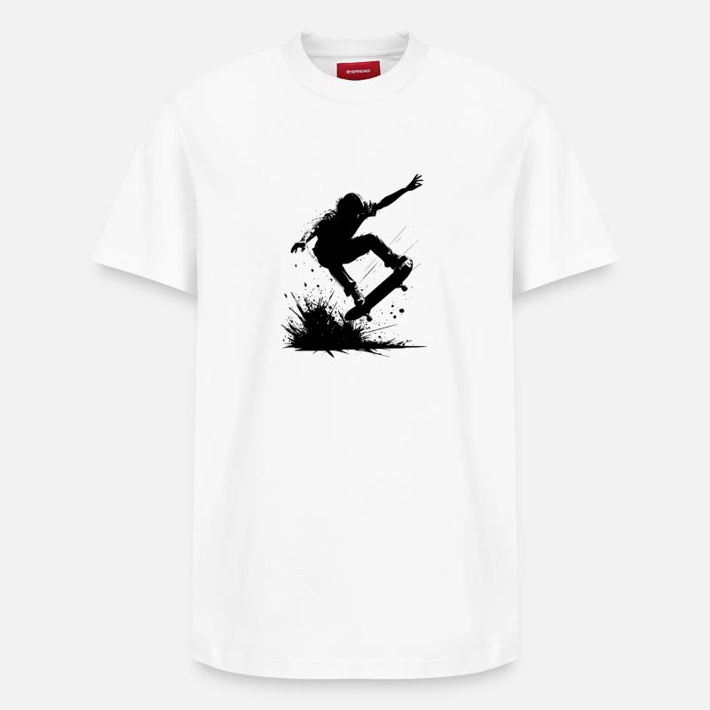 Skateboard Trick Design Skateboarding - T-shirt unisexe décontracté en coton Supima – de SPREAD - blanc