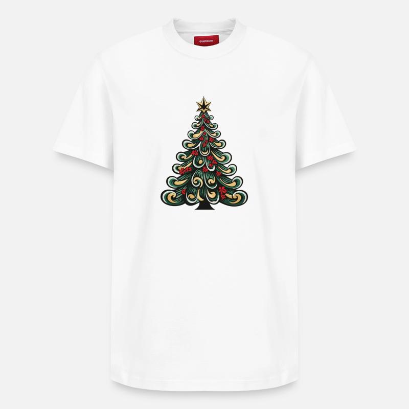 Sapin de Noël Noël - T-shirt unisexe décontracté en coton Supima – de SPREAD - blanc