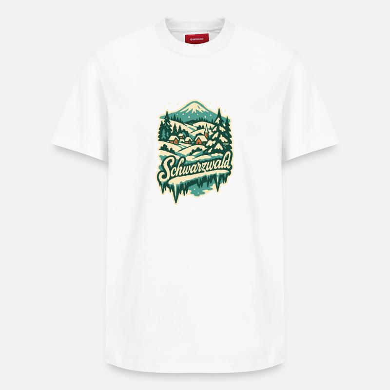 Idylle hivernale de la Forêt-Noire - T-shirt unisexe décontracté en coton Supima – de SPREAD - blanc