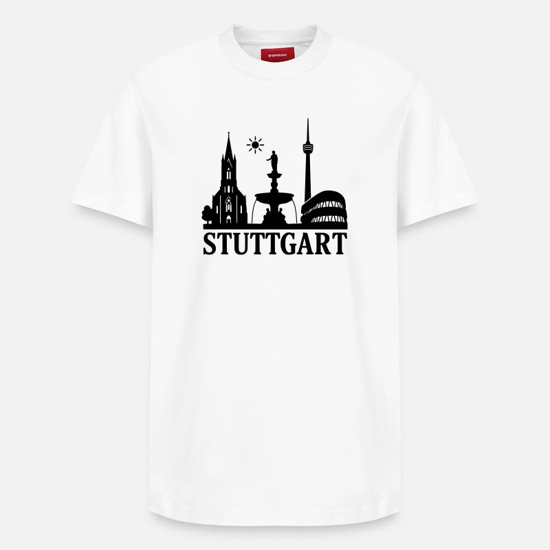 stuttgart silhouette wahrzeichen - Relaxed Unisex Supima Cotton T-Shirt – von SPREAD - Weiß