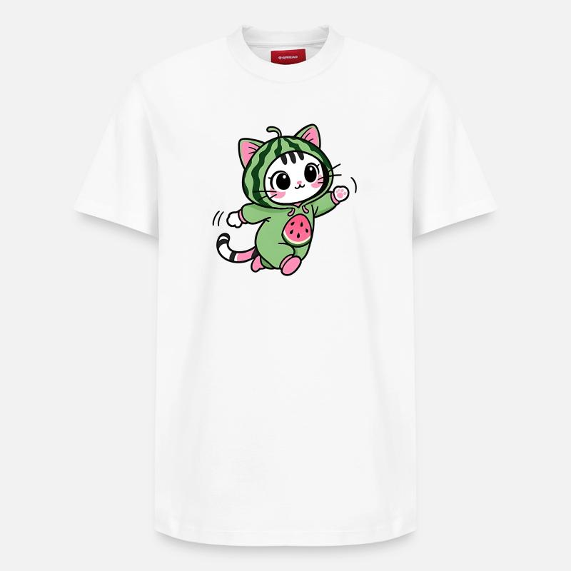 Chat Mignon en Hoodie Pastèque - T-shirt unisexe décontracté en coton Supima – de SPREAD - blanc