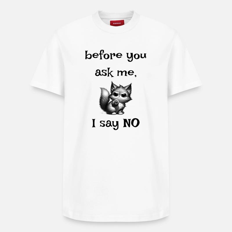Avant de demander No Saying avec un chaton mignon - T-shirt unisexe décontracté en coton Supima – de SPREAD - blanc