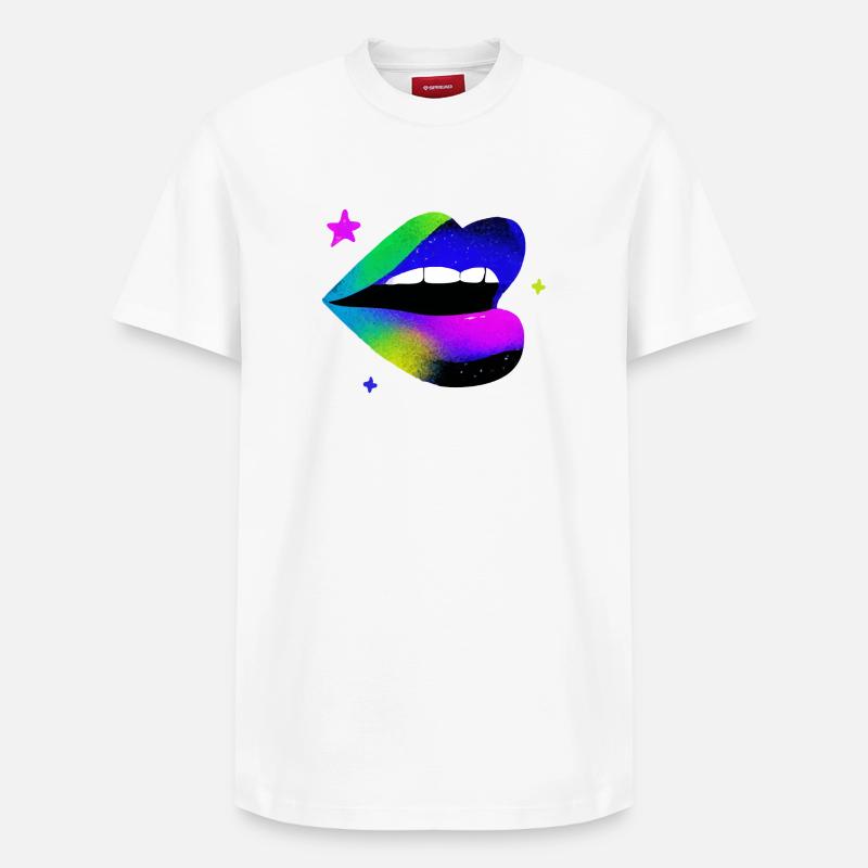 Regenbogen Lippe Graffiti Pop Art - Relaxed Unisex Supima Cotton T-Shirt – von SPREAD - Weiß