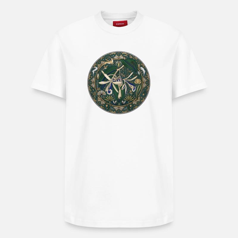 Orchidée vanille et feuillage - T-shirt unisexe décontracté en coton Supima – de SPREAD - blanc