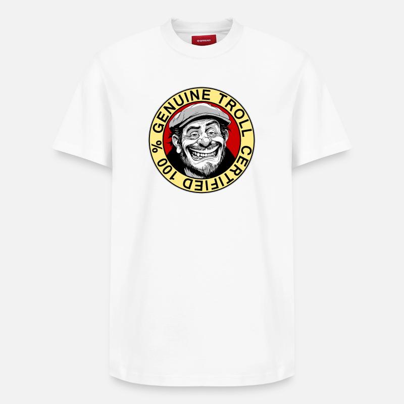 Véritable badge certifié Troll - T-shirt unisexe décontracté en coton Supima – de SPREAD - blanc