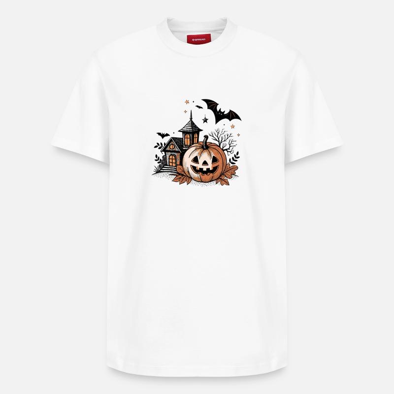 Citrouille Jack Lantern Nuit Hantée - T-shirt unisexe décontracté en coton Supima – de SPREAD - blanc