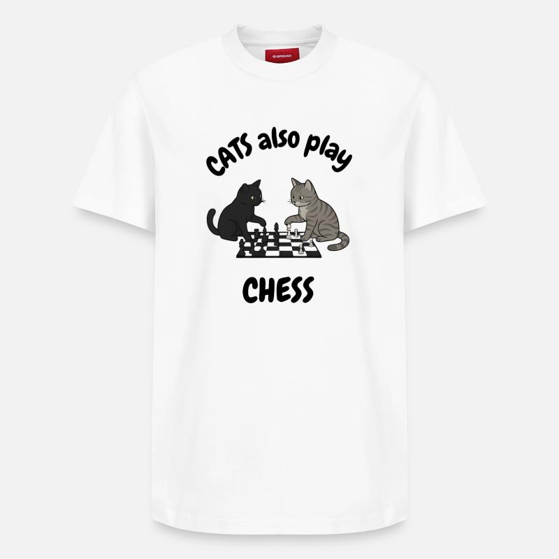 Cat also play chess - T-shirt unisexe décontracté en coton Supima – de SPREAD - blanc