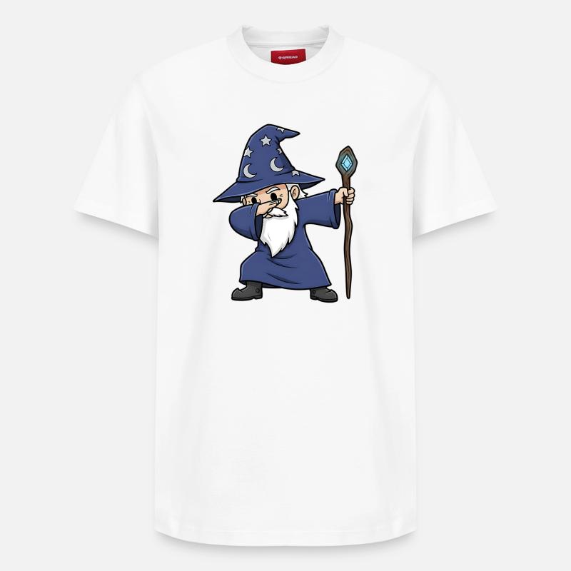 Dabbing Wizard – Lustiger Zauberer Design - Relaxed Unisex Supima Cotton T-Shirt – von SPREAD - Weiß