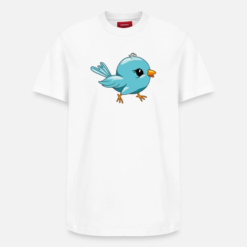 Oiseau bleu heureux mignon - T-shirt unisexe décontracté en coton Supima – de SPREAD - blanc